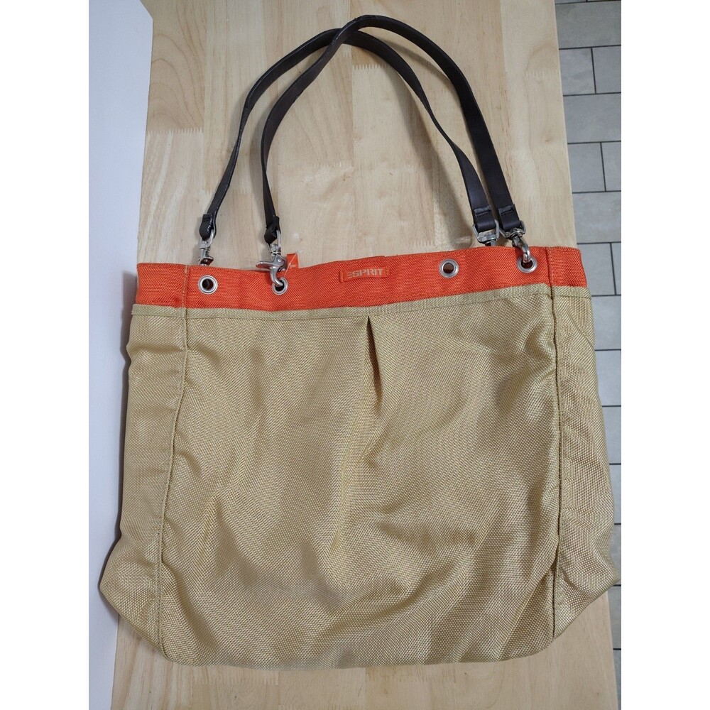 Vntg Rare ESPRIT Logo Colorful  Orange Brown Canvas 15”x15" knapsack  Bag Cool!